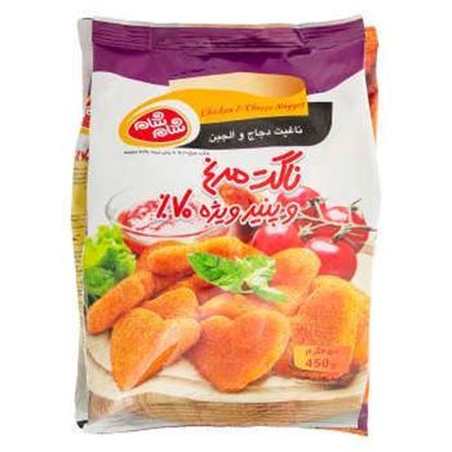 ناگت ویژه 70% مرغ پنیر نیم پخت منجمد شام شام 450 گرم