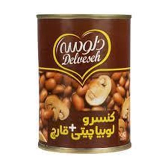کنسرو لوبیا چیتی با قارچ دلوسه 400 گرم